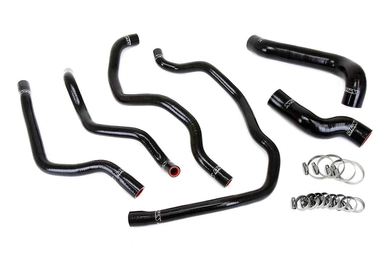 3-ply HPS Black Reinforced Silicone Radiator + Heater Coolant Hose Kit 57-2076-BLK