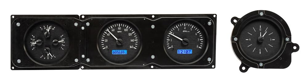 Dakota Digital VHX-68F-TOR-K-B Analog Dash Gauge System with Compatible 1968-69 Ford Torino, Fairlane and Ranchero, Black Alloy Style, Blue Backlighting