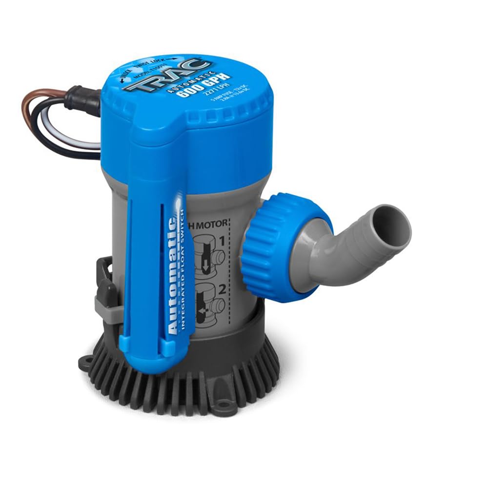 Trac Outdoors 600 GPH Automatic Bilge Pump, 3/4" Outlet - Designed for Easy Installation and Retrofitting - Ideal for All Watercraft (69310)