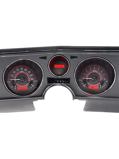 Dakota Digital VHX-69C-CVL-C-R Analog Dash Gauge System Compatible with 1969 Chevy Chevelle, Malibu and El Camino, Carbon Fiber Style, Red Backlighting