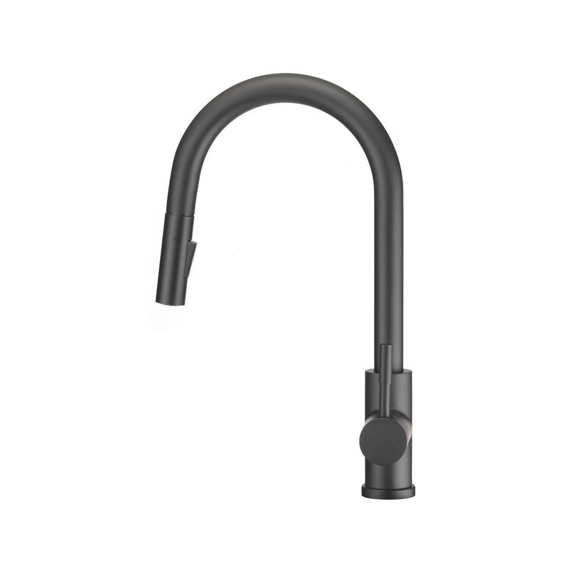 Dura Faucet Streamline RV Single Handle Pull-Down Kitchen Sink Faucet - Optional Deck Plate (Matte Black)