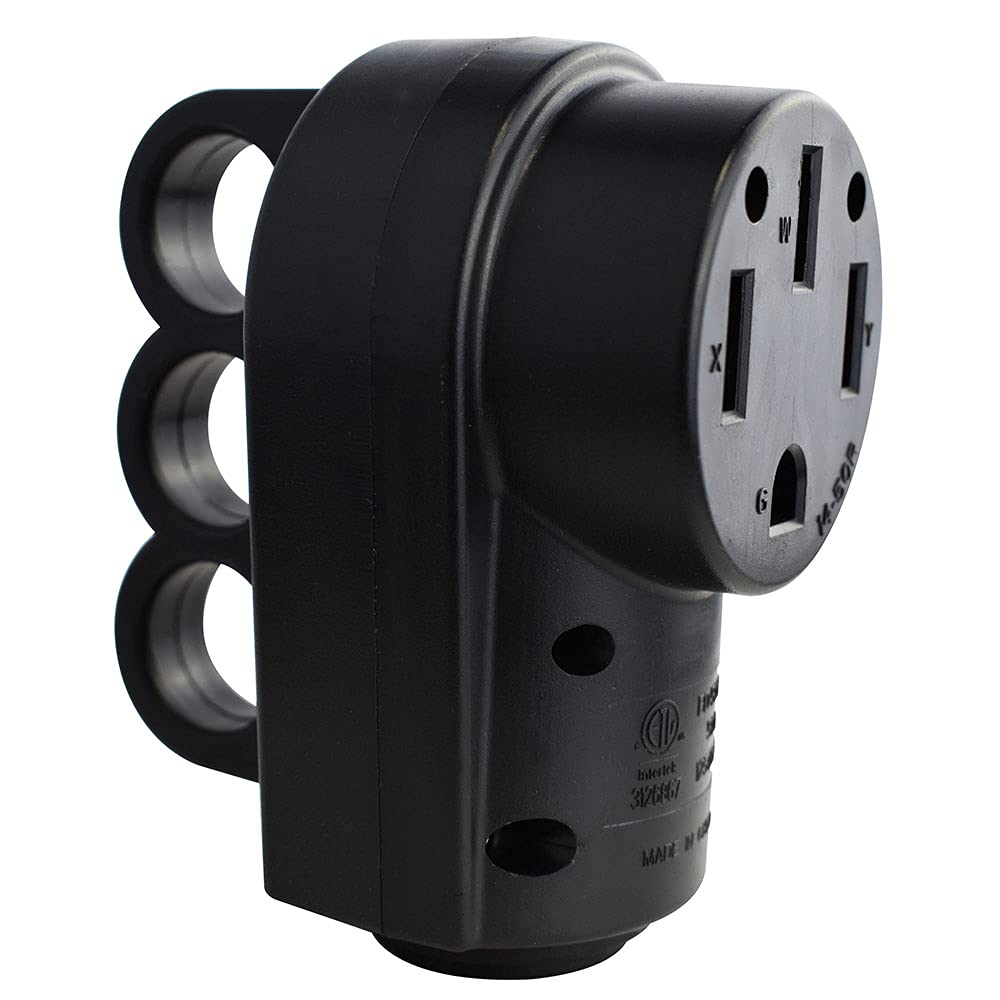 50 Amp Hughes Autoformers Female Plug, Black