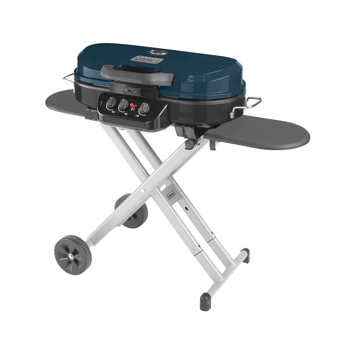Coleman 285 RoadTrip Portable Stand-Up Propane Grill with 3 Adjustable Burners & Instastart Ignition, 20,000 BTUs of Power for Outdoor Cooking, Camping, Tailgating, Grilling, BBQs, & More