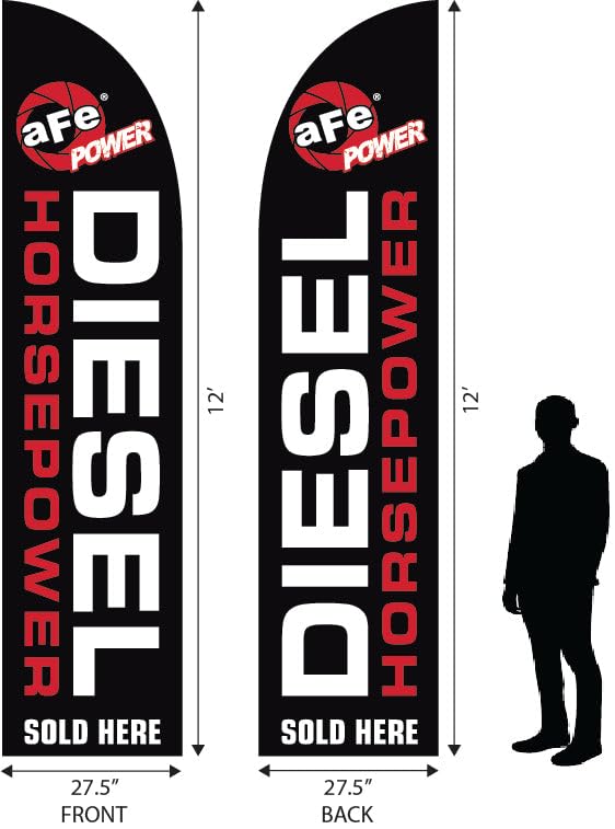 Black Diesel Horsepower Flag, (Double Sided) 12' Ft. Tall x 27.5" Wide (Double Sided) (40-10155)