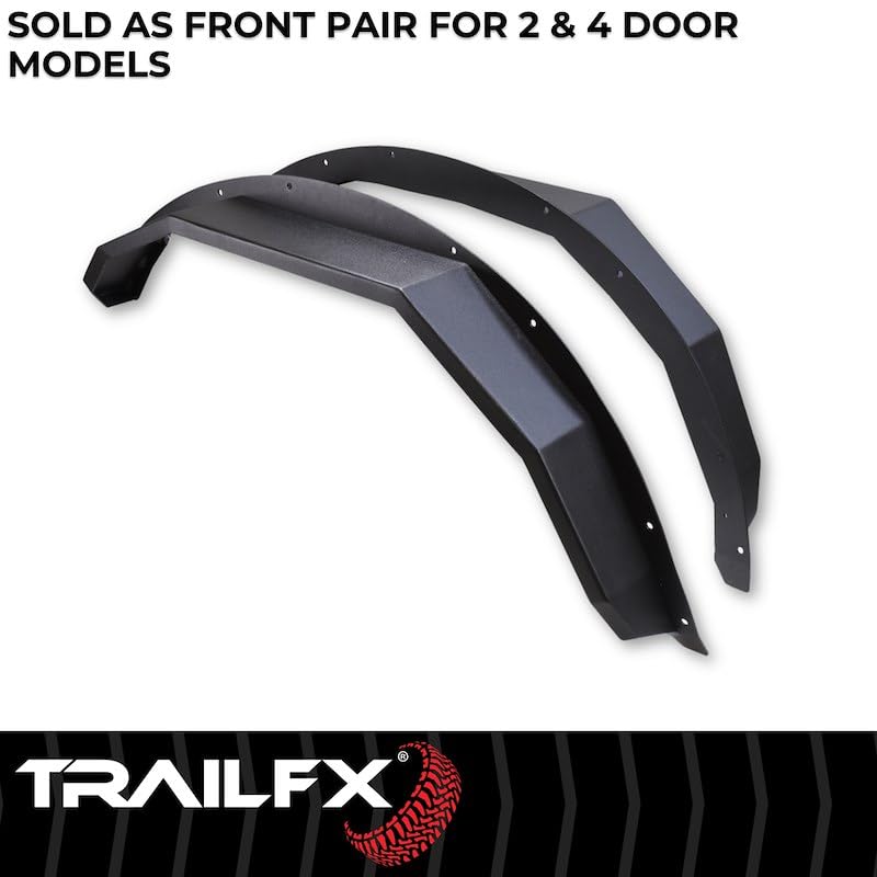 Fender Flares TrailFX for Ford Bronco 4 Door 2021-2025 Angled Tube Style Bolt-On 4.75 Inch Tire Coverage Matte Black Powder Coated Steel Set of 2 BR008T