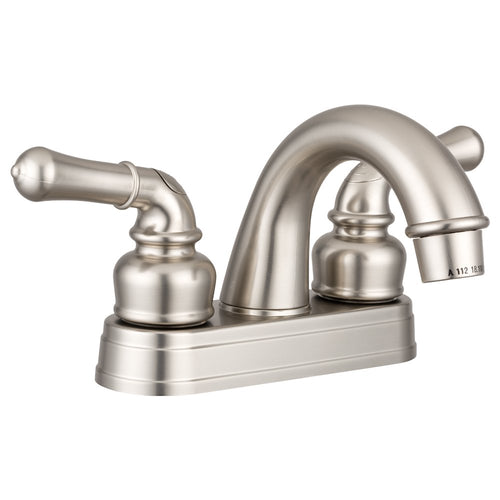 Dura Faucet RV Bathroom Sink Faucet DF-PL620C-SN - Smooth Turning 2-Lever (Brushed Satin Nickel)