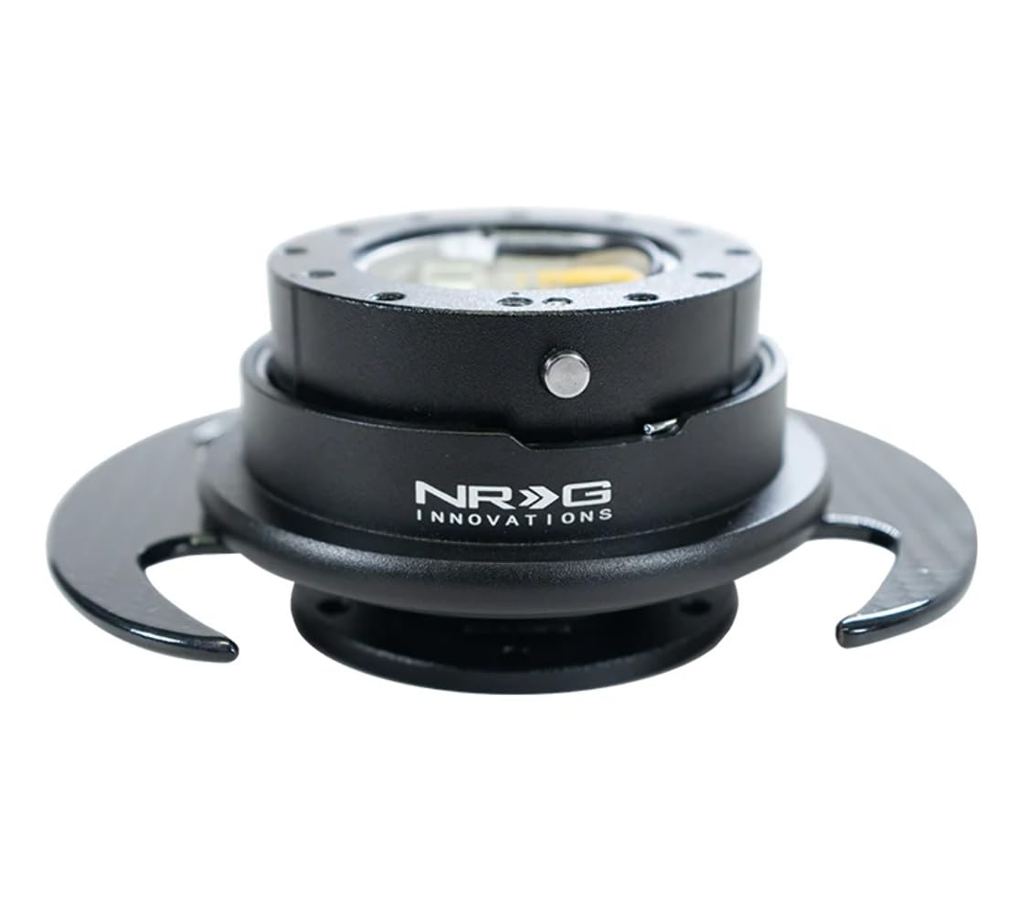 NRG Innovations GEN 3.0 NRG-SRK-650BK-CF Race Steering Wheel Quick Release Hub Adapter, 6-Hole Design & 6x70 and 6x74mm Bolt Patterns, Black Body/Black Ring With Carbon Fiber Handles