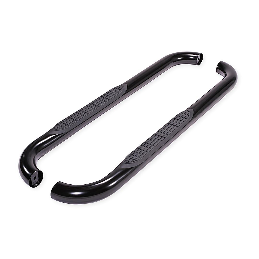 TrailFX Nerf Bar Side Steps Black Powder Coated Steel Fits Ram 1500 Standard Cab 2011-2018 3-Inch Round Bent 60 Degree Running Board Pair Frame Body and Rocker Panel Mount TrailFX A0046B