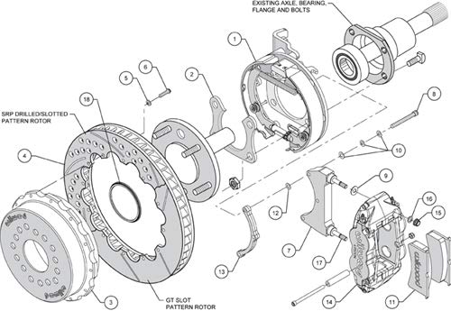 Rear P-Brk Kit, FNSL4R, 12.88", Red