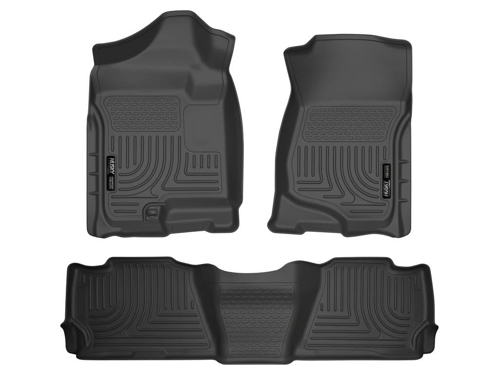Husky Liners Floor Mats Weatherbeater | Fits 2007-2014 Chevrolet Suburban 1500 & GMC Yukon XL1500; 2007-2013 Cadillac Escalade EXT & Chevrolet Avalanche | Front & 2nd Row, 3-pc Black - 98261