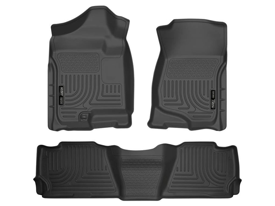 Husky Liners Floor Mats Weatherbeater | Fits 2007-2014 Chevrolet Suburban 1500 & GMC Yukon XL1500; 2007-2013 Cadillac Escalade EXT & Chevrolet Avalanche | Front & 2nd Row, 3-pc Black - 98261