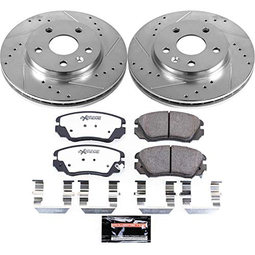 Power Stop K5522-26 Z26 Carbon Fiber Brake Pads Front with Drilled & Slotted Brake Rotors Kit For Buick LaCrosse, Buick Regal, Chevrolet Malibu, Chevrolet Malibu Limi, Saab 9-5 [Model Specific]