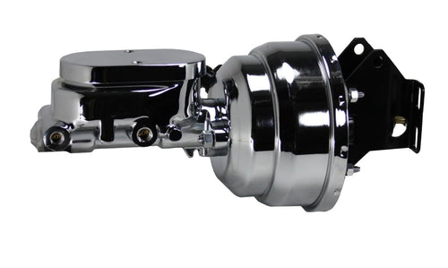 8 Inch LEED BRAKES Dual Power Booster, 1 Inch Bore Flat Top Master (Chrome)