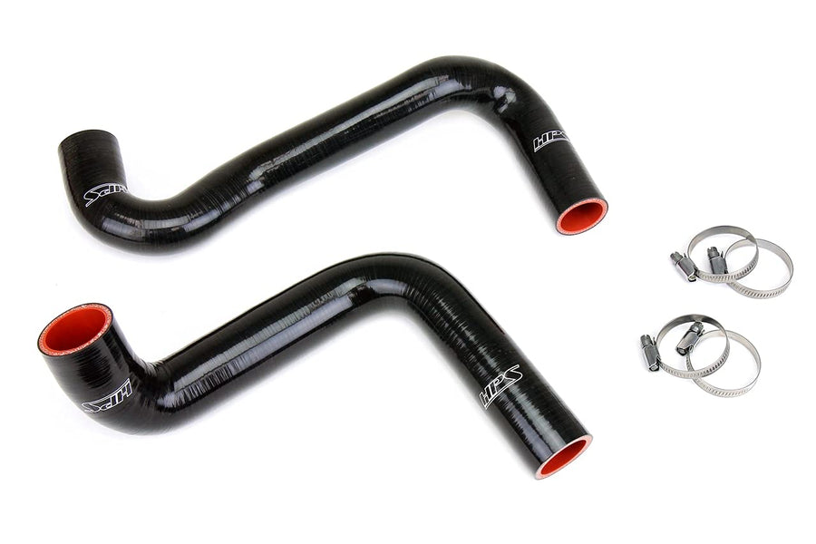 3-ply HPS Black Reinforced Silicone Radiator Coolant Hose Kit Compatible for 1989-1998 Nissan 240SX with LS Swap (LS3/LS7 water pump, 9 o'clock thermostat, KA24DE radiator), 57-2059-BLK