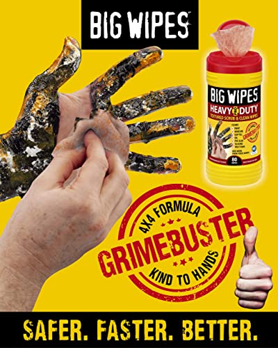 Heavy Duty BIG WIPES Industrial Textured Scrubbing Wipes, Red Top, (80 Count (Pack of 1), Heavy-Duty)