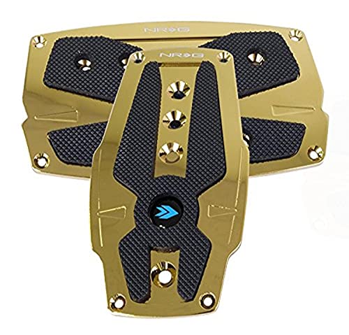 Chrome Gold NRG Innovations PDL-250CG Aluminum Sport Pedal with Black Rubber Inserts AT