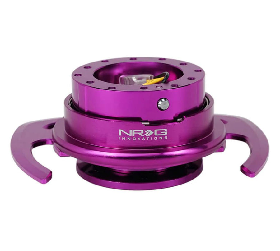 NRG Innovations GEN 4.0 NRG-SRK-700PP Steering Wheel Quick Release Kit Adapter, 6x70 and 6x74mm Bolt Patterns Purple Body/Purple Ring With Handles