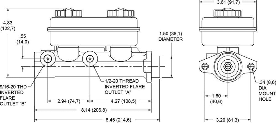 Aluminum WILWOOD Tandem Master Cylinder Kit