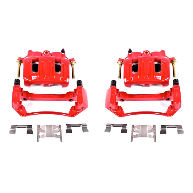 Power Stop S4750 Front Pair of High-Temp Red Powder Coated Calipers For Ford F-150 1999-2003, Lincoln Blackwood 2002 [Model Specific]