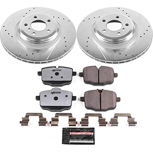 Power Stop K6416-26 Z26 Carbon Fiber Brake Pads with Drilled & Slotted Brake Rotors Kit For BMW 550i GT 2010-2015, BMW 550i GT xDrive 2010-2017 [Model Specific]