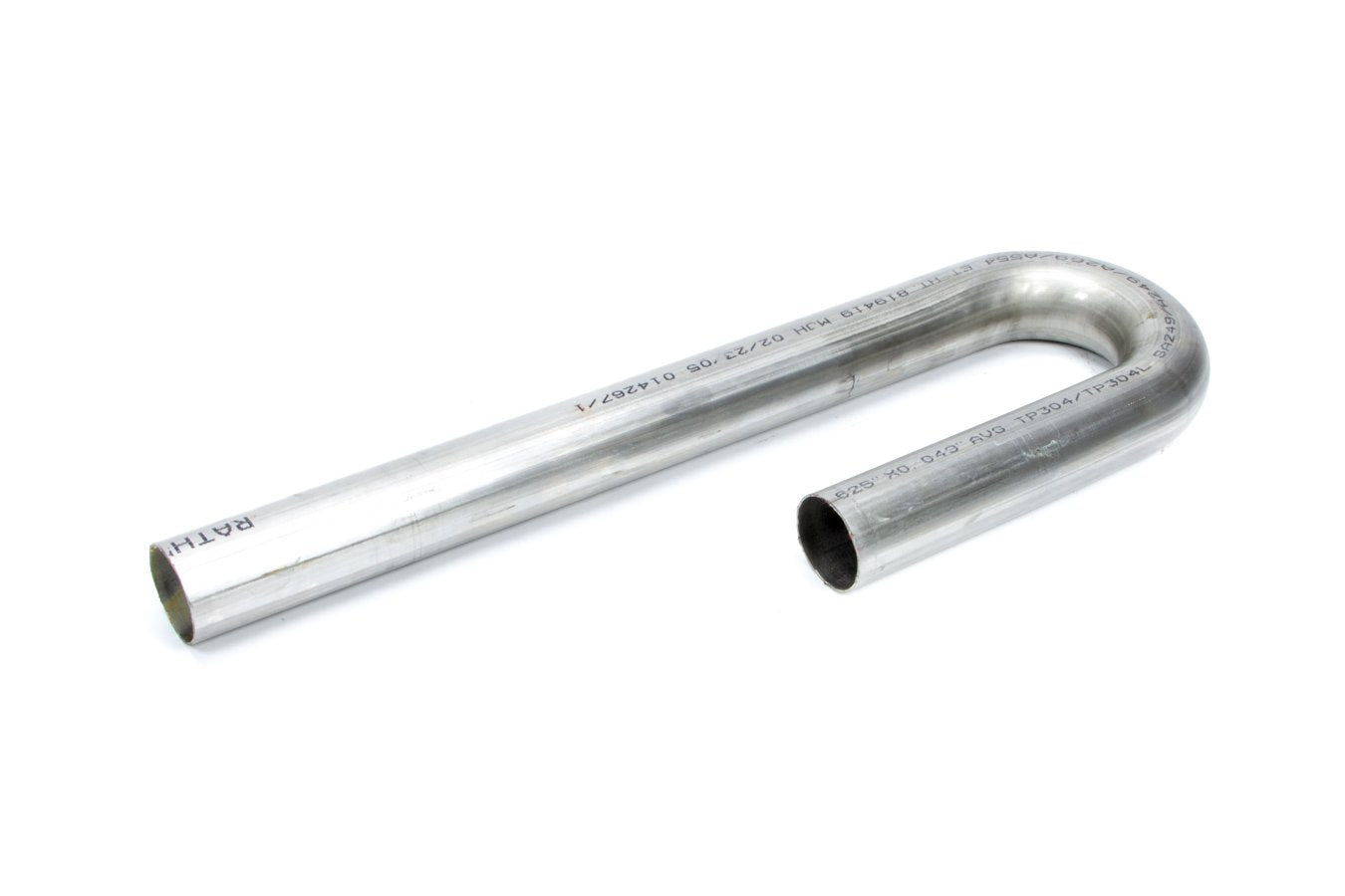 Exhaust Bend, J-Bend, Patriot Exhaust, Mandrel, 1.625 in Diameter, 2 in Radius, 6 x 12 in Legs, 18 Gauge, Stainless, Each