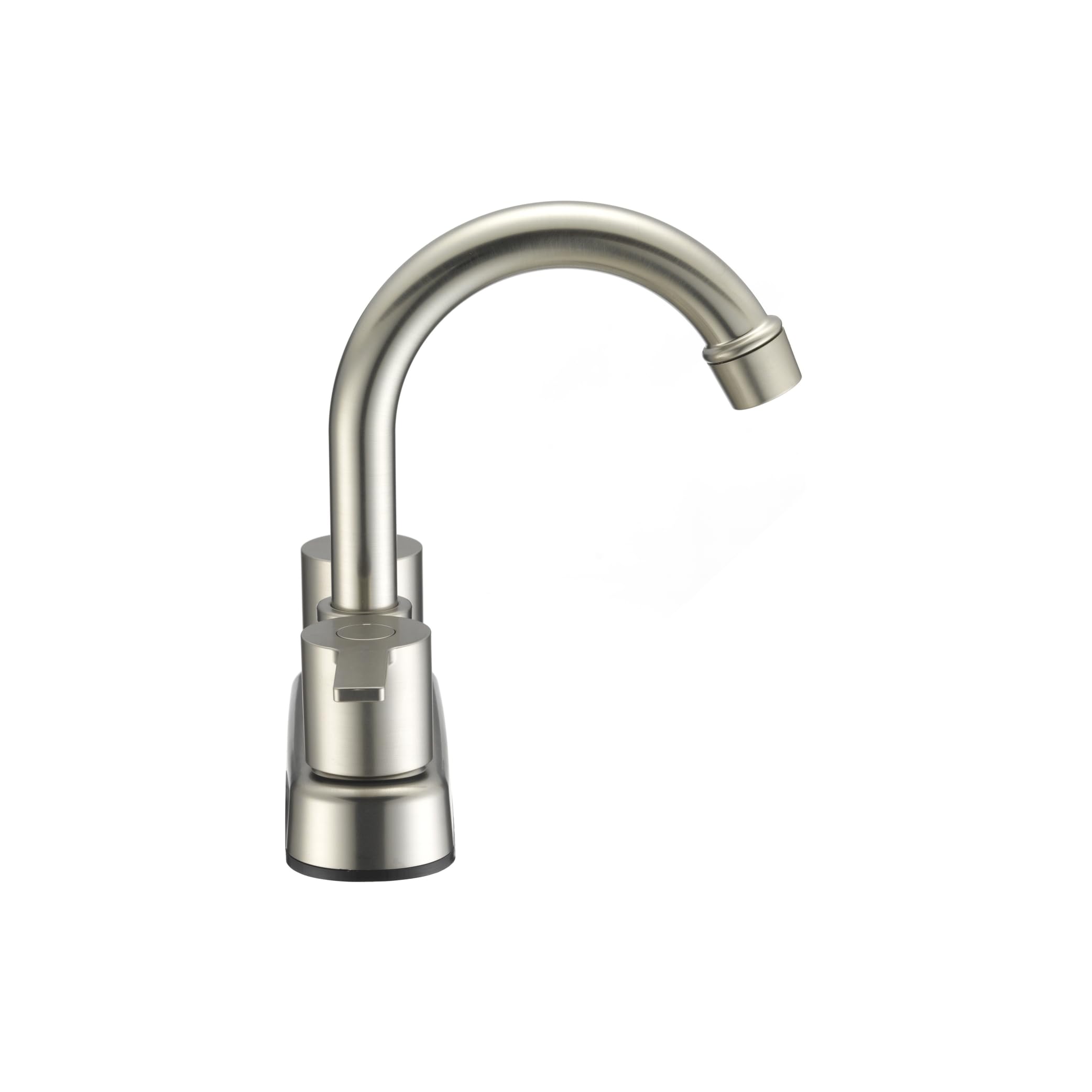 Dura Faucet Modern (DF-PB155M-SN) RV Bathroom Faucet with Dual Levers – Satin Nickel 4-Inch Center Set, High-Arc Spout, Easy 2-Hole Installation – Lightweight, Lead-Free, and Washerless Design