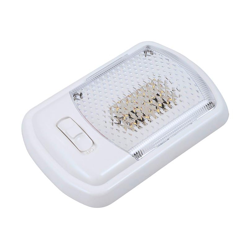 Single LED Ceiling Light Euro-Style 12V Soft White SMD Clear Lens Compact Dome Lighting Fixture with On Off Switch for RV Camper Trailer or Boat Arcon 20711N