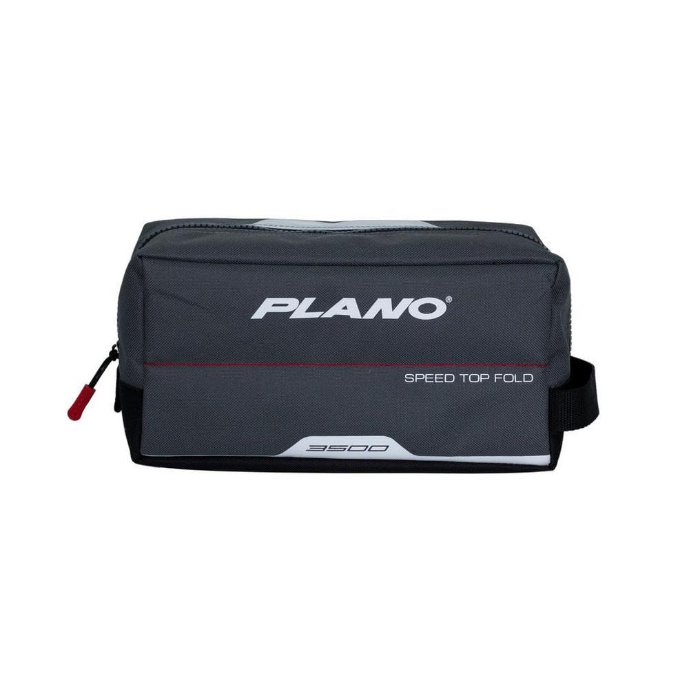 Plano 3500 Weekend Series Fold-Down Speedbag, Gray Fabric, Includes 2 3500 Stowaway Storage Boxes, Small Soft Fishing Tackle Bag with MOLLE Attachments