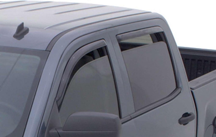 In-Channel Rain Guards Auto Ventshade [AVS] For 2014-2018 Chevrolet Silverado, GMC Sierra 1500 / 15-19 Silverado, Sierra 2500HD/3500HD DBL/EXT CAB ONLY | Window Vent Visors, 4 pcs. - Smoke | 194528