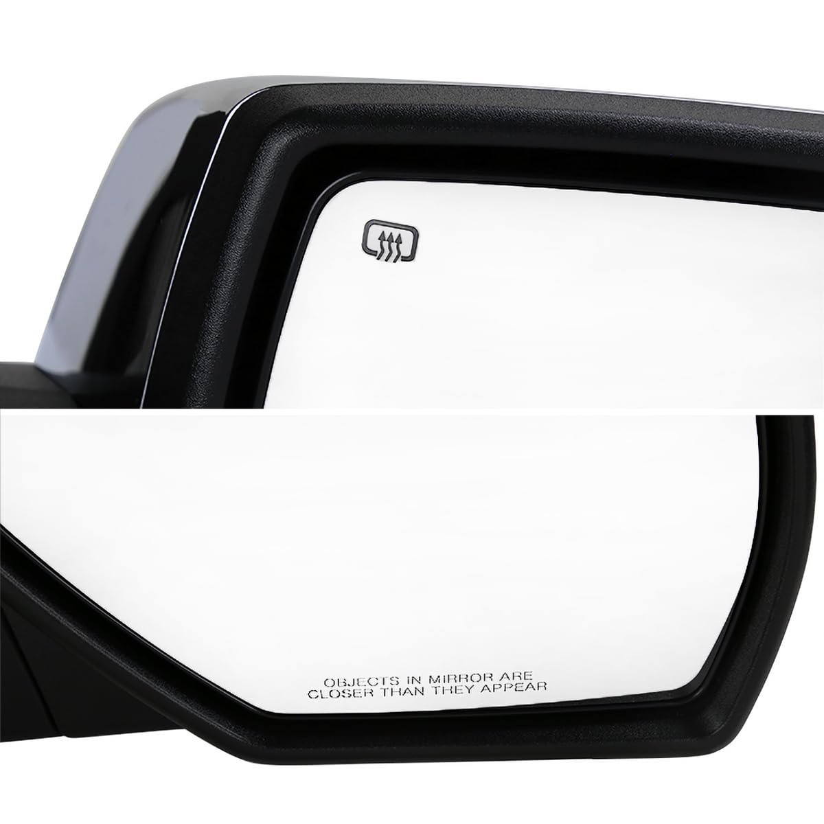 Right Passenger Side Spec-D Tuning Chrome Power Heated Mirror w/Puddle Light Compatible with 2014-2018 Chevy Silverado, GMC Sierra
