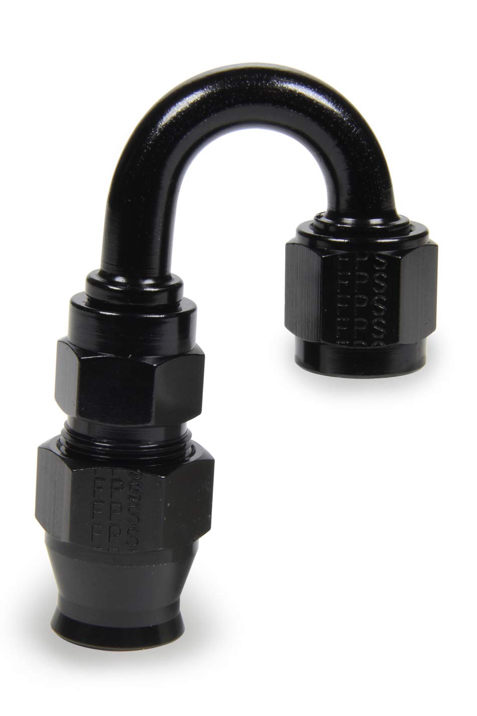 FRAGOLA Race-Rite Fitting, Hose End, PTFE Hose, 180 Degree, 6 an Hose to 6 an Female, Swivel, Aluminum, Black, Each