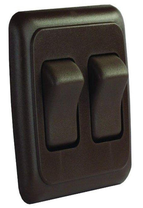 Brown JR Products 12145 Double SPST On-Off Switch with Bezel