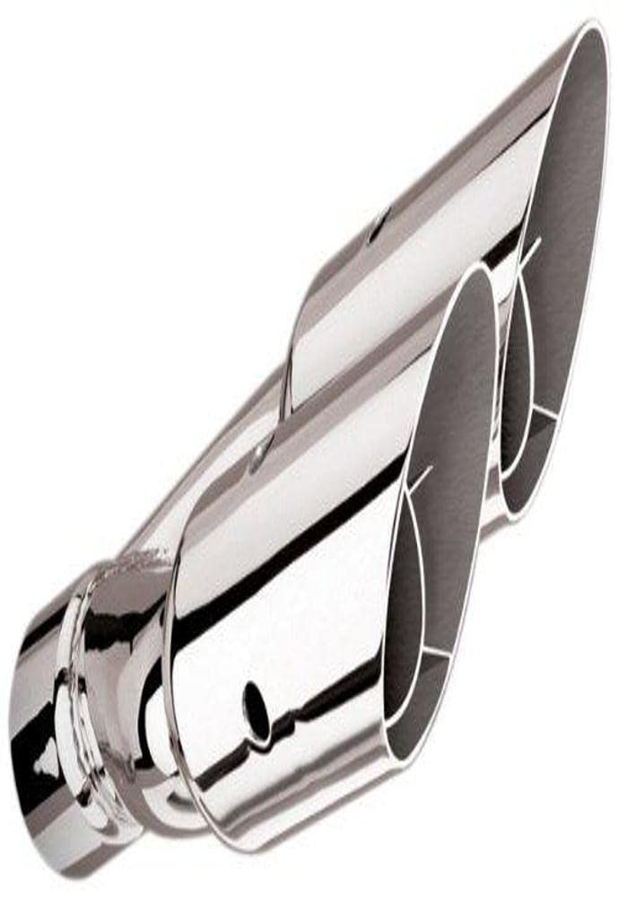 Exhaust Tip BORLA 20213 2.5" Inlet - 3" Dual Round Straight-Edge Angle-Cut Intercooled Outlet - 14" Long Weld On Mounting Method