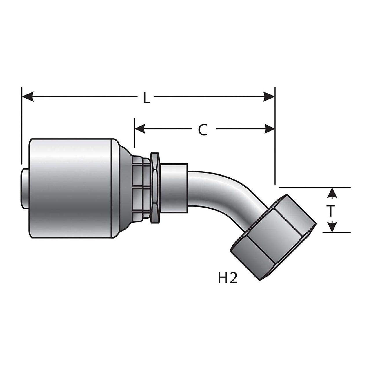 Gates Female G25175-1010 Jic 37 Flare Swivel 45 Bent Tube (Mega Crimp)