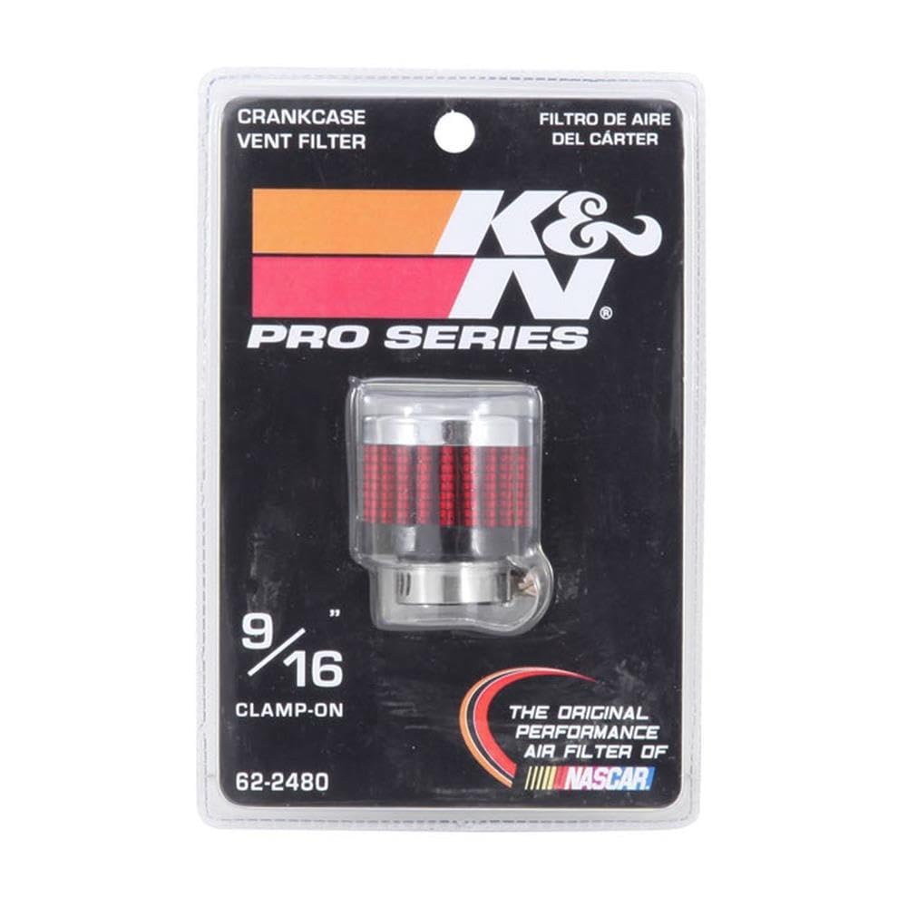 K&N Air Filter/Breather Vent: High Performance, Premium, Washable, Replacement Engine Filter: Flange Diameter: 0.5 in, Filter Height: 1.125 in, Flange Length: 0.438 in, Shape: Breather, 62-2480