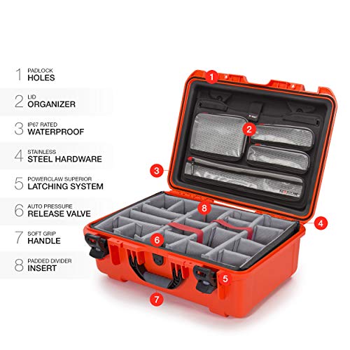Waterproof Nanuk 925 Hard Case with Lid Organizer and Foam Insert for Canon Nikon - DSLR Body and Lens/Lenses - Black 925-DSLR3 Orange