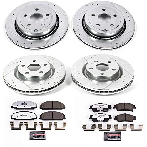 Brake Kit Power Stop For Pontiac G8 2008-2009 [Model Specific] - Front and Rear Z26 Carbon Fiber Brake Pads with Drilled & Slotted Brake Rotors Replacement, K5530-26