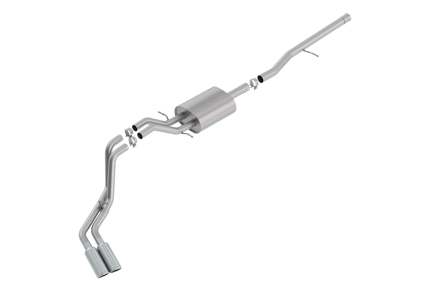 ATAK Cat-Back Exhaust System Borla 140797 2.75 in. Into Muffler 2.25 in. Out Incl. Muffler/Hardware/4 in. x 14 in. Single Rolled Angle-Cut Tip Truck Side Exit
