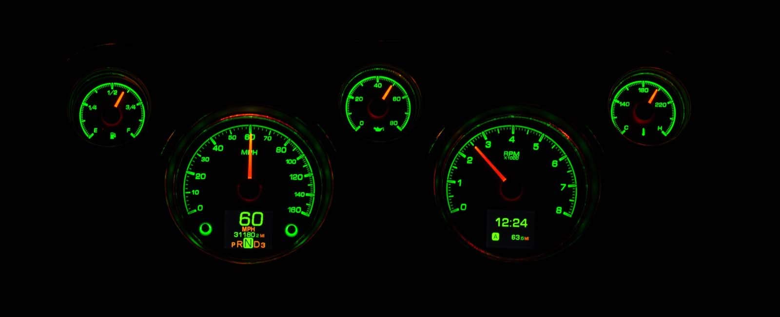 Customizable Dakota Digital Gauges Kit 67 68 Ford Mustang Silver HDX-67F-MUS-S