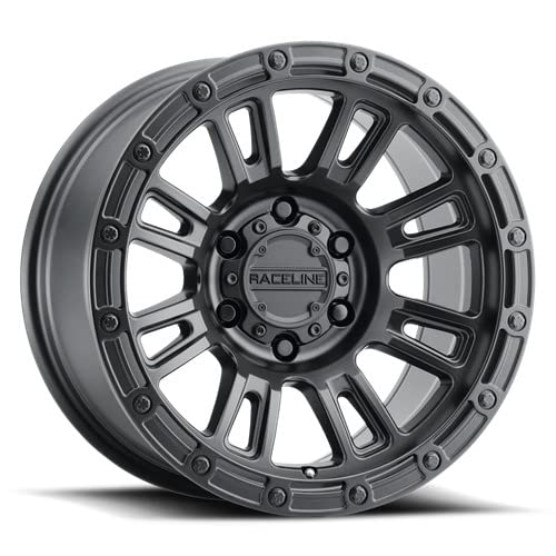 Raceline Aluminum Wheels Truck 956B Compass, Satin Black Finish, 17X8.5" 6X139 Bolt Pattern 0mm Offset, 8 Spoke Design, SUV Automotive Wheels, Car Accessories, Black Rims