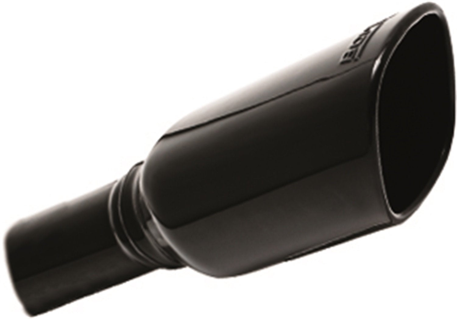 BORLA Exhaust Tip 2.25" Inlet - 3.5" x 3.28" Single Square Rolled-Edge Angle-Cut Outlet - 10.5" Long With Black Chrome Finish Embossed With BORLA Logo. Clamp On Mounting. Clamp Included. 20161