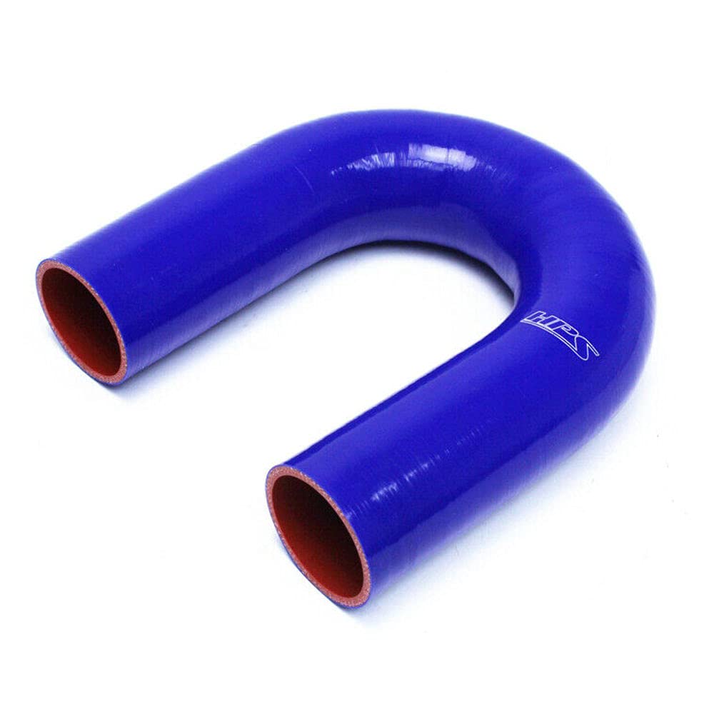 HPS Performance Silicone HTSEC180-175-BLUE High Temperature 4-Ply Reinforced 180 Degree U Bend Elbow Coupler Hose, 60 psi Maximum Pressure, 1-3/4" ID, Blue