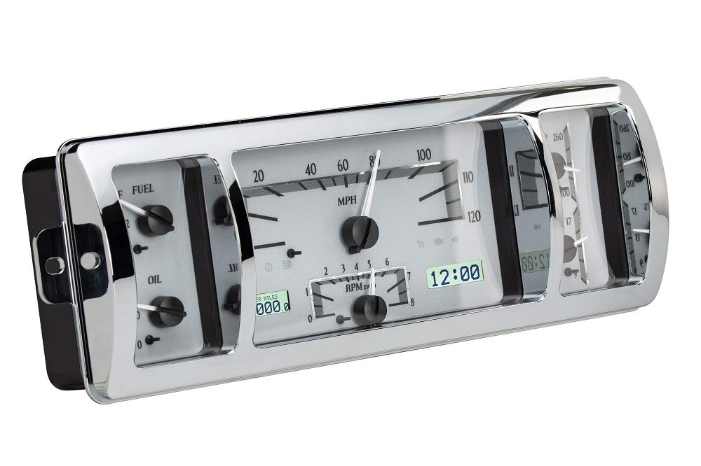 Dakota Digital VHX Analog Gauge Instrument System Compatible with 1940-46 Chevy Pickup Truck Silver Alloy White Backlighting