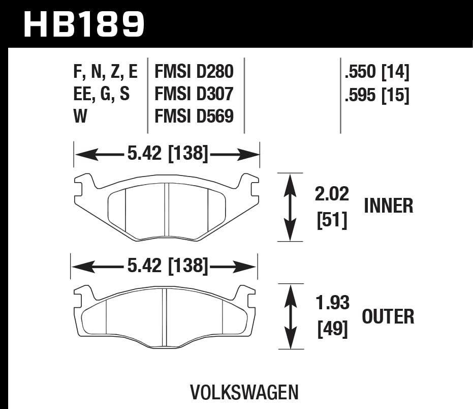 Hawk Performance Blue 9012 HB189E.550 Motorsport Brake Pads