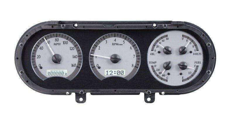 Dakota Digital VHX-63C-NOV-S-W Analog Dash Gauge System Compatible with 1963-65 Chevy Nova Silver Alloy White