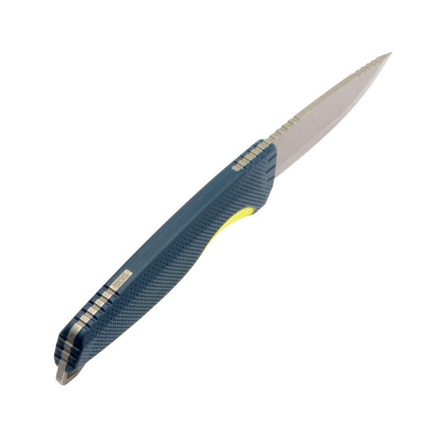 SOG Aegis FX Outdoor Survival Fixed Blade Knife | CRYO 4116 Krupps Steel | GRN Rubber Handle | UMS Sheath, Indigo/Acid Yellow