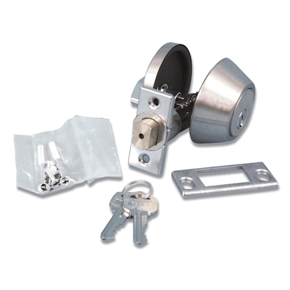Single Cylinder Valterra L32CS3008 Stainless Steel Deadbolt - 5/8" Latch, Silver
