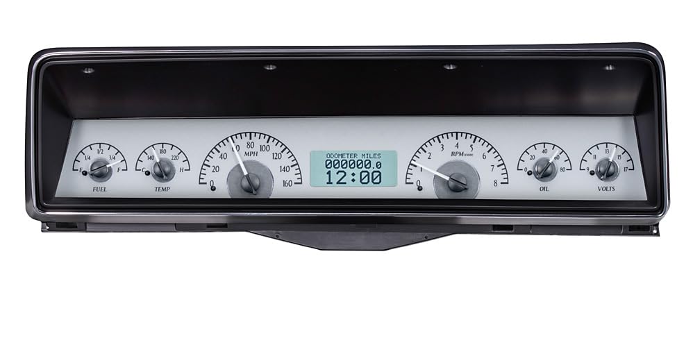 Dakota Digital VHX-66C-NOV-S-W Analog Dash Gauge System Compatible with 1966-67 Chevy Nova Silver Alloy Style White Backlighting