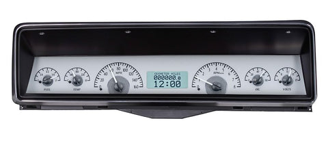 Dakota Digital VHX-66C-NOV-S-W Analog Dash Gauge System Compatible with 1966-67 Chevy Nova Silver Alloy Style White Backlighting