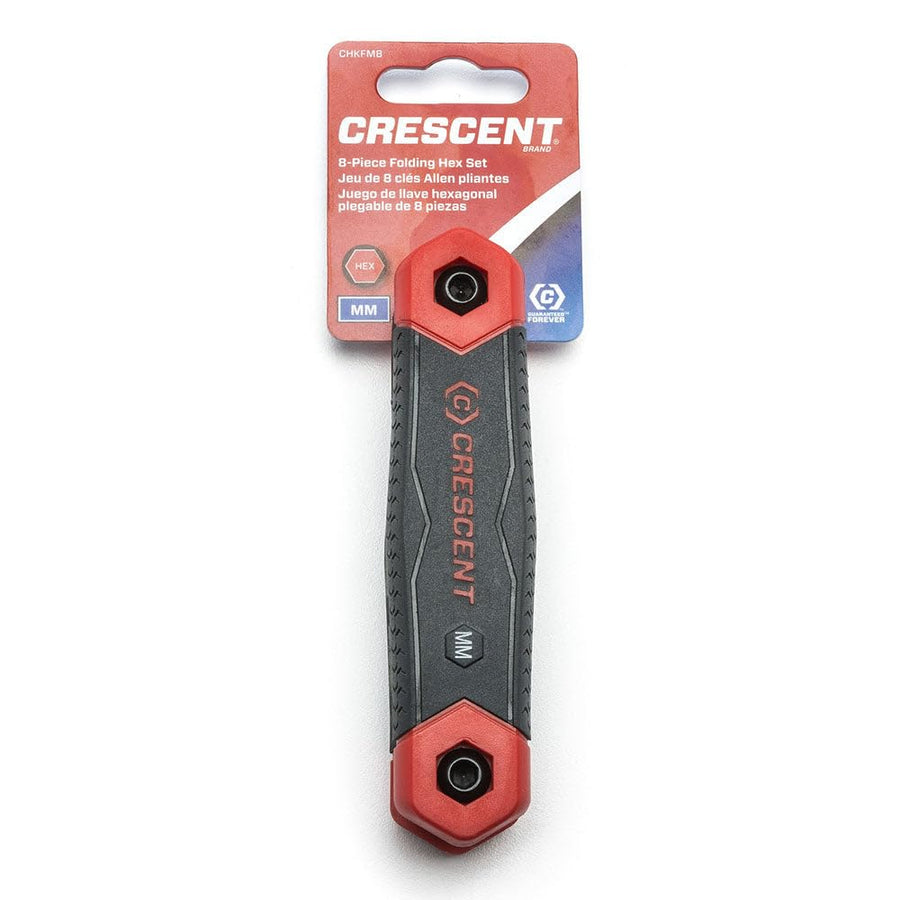 Crescent 8 Piece Dual Material Folding Metric Hex Key Set - CHKFM8, Black